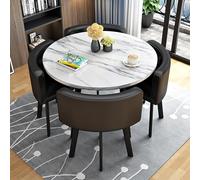 Ontent optimisé pour le classement de recherche : ensemble de table de salle à manger ronde en marbre avec chaises pour 4 bureaux de réception et chaise inclus, convient pour le salon ou le salon.