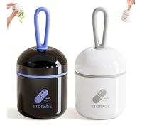 ONTERATE Pilulier Porte-clés, Petit Pilulier Organisateur pour Sac à Main, Séparateur Amovible, Mini Boîte à Pilules en Silicone Résistant à L'humidité pour Voyage (Lot de 2, Noir Gris)