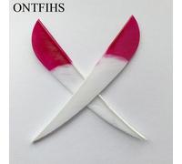 ONTFIHS-Plume de flèche goutte d'eau,pêche au tir à l'arc,véritables plumes pour flèches,bricolage,4 pouces,50 pièces par lot - Type Rose Red
