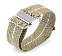 Onthelevel Sac de Parachute en Nylon élastique pour Bracelet de Montre NATO 18 mm 20 mm 22 mm 18mm Khaki White-Silver Buckle