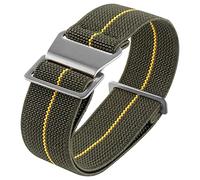 Onthelevel Sac de parachute en nylon élastique pour bracelet de montre NATO 18 mm 20 mm 22 mm 20mmm green yellow-silver buckle