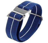 Onthelevel Sac de parachute en nylon élastique pour bracelet de montre NATO 18 mm 20 mm 22 mm 22mm bule white-silver buckle