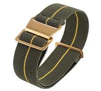 Onthelevel Sac de parachute pour bracelet de montre en nylon élastique 18 mm, 20 mm, 22 mm, Boucle verte jaune-or, 20mm, Militaire