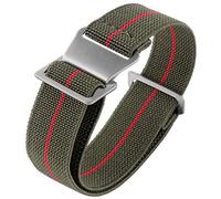 Onthelevel Sac de parachute pour ceinture élastique en nylon de l'OTAN 18 mm 20 mm 22 mm 22mm Vert/rouge/boucle argentée