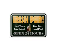Ontrada Plaque en tôle bombée 12 x 18 cm Pub irlandais Doré Beer Open 24
