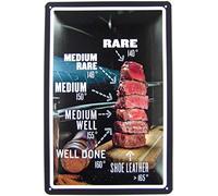 Ontrada Plaque en tôle bombée 20 x 30 cm - Motif boeuf viande steak - Décoration cadeau