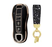 ontto Bling Coque de protection pour clé de voiture porte-clés en TPU pour Porsche 958 Macan 911 Panamera 996 991 Boxster 987 2019-2024 - Accessoire 3 boutons - A - Noir