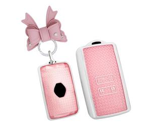 ontto Convient pour e carte Renault Clio 5 Capture 2021 Scenic Megane 4 Austral Koleos Kangoo Arkana Coque de e voiture Bling Télécommande Protection porte-clés D Rose
