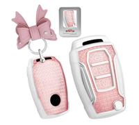 ontto Convient pour SsangYong KG Mobility Musso Torres Tivoli XLV Musso pour Mahindra XUV 300 Alturas G4 Coque de clé de voiture bling Télécommande Rose