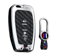 ontto Coque de clé avec porte-clés pour Toyota Camry Hybride, Corolla, Avalon, Highlander, Aygo, Types C-HR Prius RAV4, Coque de protection en métal 3 boutons Argenté