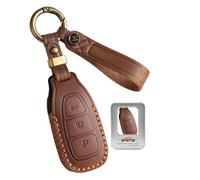 ontto Coque de onvient pour Ford Puma ST MK2 Fiesta MK7 MK8 Kuga MK3 Focus MK4 Mondeo B-Max C-Max Fusion Galaxy Étui en cuir pour e voiture 3 boutons Marron