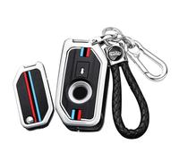 ontto Coque de clé de Moto adaptée pour BMW R1250R S1000R R1250GS 900XR R1250 RT F900R GS 1200 ADV F750GS F850GS K1600GT Télécommande Coque de Protection en métal Porte-clés - A Argent