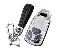 ontto Coque de clé de Voiture Adapté pour Audi A4 B9 A5 A4L A6L A6 S4 S5 S7 8W Q7 4M Q5 RS5 Sportback TT TTS Étui Cas pour Télécommande de clé Voiture en TPU Protection de clé avec Porte-clés-Argent