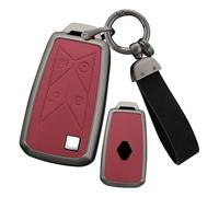 ontto Coque de e voiture Adapté pour R-enault Pickup Truck Lorry Gama Seris T C K Ignition Euro Camion Métal Cuir Housse de protection porte-clés 4 boutons B Rouge