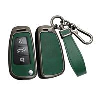 ontto Coque de e Voiture - Compatible avec Audi A1 A3 8P A4 A5 A6 A7 S3 S7 Q2 Q3 Q5 SQ5 C5 C6 TT RS3 - en Cuir synthétique - avec télécommande - 3 Boutons - Noir et Vert