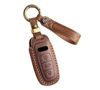 ontto Coque de clé de voiture compatible avec Audi A3 Hybrid 8Y A6 C8 RS E-tron GT Q4 Q7 A7 A8 SQ8 RS3 2019-2024 - Protection de clé en cuir - 3 boutons - Marron