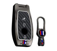 ontto Coque de clé de voiture compatible avec Mercedes A C E S G Classe GLC CLE CLA GLB GLS W177 W205 W213 W222 X167 AMG Coque de protection en métal 3 boutons A Noir