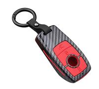 ontto Coque de e voiture compatible avec Mercedes Benz A C E S G Class GLC CLE CLA GLB GLS W177 W205 W213 W222 X167 AMG avec porte-clés ABS Housse de protection en fibre de carbone Rouge