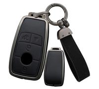 ontto Coque de e Voiture Compatible avec Mercedes-Benz ABCEGS Klass CLA CLS GLA GLB GLC GLE GLS EQA EQB Étui de Protection en Cuir en Alliage de Zinc Accessoires pour clé 4 Boutons Noir