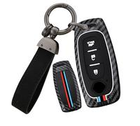 ontto Coque de clé de voiture compatible avec Nissan X-Trail T33 2023 Qashqai J12 2024 Qashqai E-Power 2025 Juke F16 2022, en fibre de carbone, métal, 3 boutons