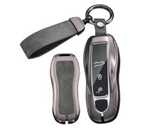 ontto Coque de e voiture compatible avec Porsche 718 Boxster S 911 970 Cayenne Macan Panamera Spyder Cayman Carrera Coque de clé 3/4 boutons-A Gris