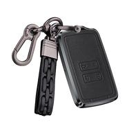 ontto Coque de clé de voiture compatible avec R-enault Koleos Captur Megane Clio Scenic Talisman Arkana Dacia Sandero Austral 4 boutons Porte-clés en métal et cuir Noir