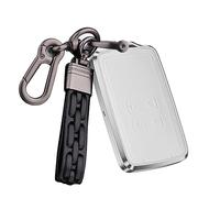 ontto Coque de clé de voiture compatible avec Renault Koleos Captur Megane Clio Scenic Talisman Arkana Dacia Sandero Austral 4 boutons Porte-clés en métal et cuir Blanc