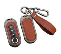 ontto Coque de clé de voiture - Convient pour Fiat Grande Punto Evo Panda Bravo Stilo 500 L - En métal - 3 boutons - Noir et marron