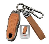 ontto Coque de clé de voiture - Convient pour Porsche 911 Cayenne 958 Macan Panamera 970 718 Cayman 982 - En alliage de zinc - Télécommande - Accessoire de voiture - 3 boutons - Marron