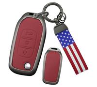 ontto Coque de e voiture - Convient pour R-enault Twingo 3 Express Megane Clio 5 Kangoo pour Dacia Duster Logan - Métal - Cuir - Housse de protection - Porte-clés 3 boutons - Rouge