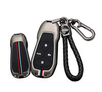 ontto Coque de e voiture Convient pour Xiaopeng Xpeng P7 P5 G3 G6 G9 G3i Étui de protection en métal Silicone Boîtier de clé Étui à clés Boîte à clés Porte-clés 4 boutons-B Noir