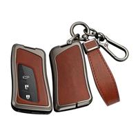 ontto Coque de clé de voiture en alliage pour Lexus NX IS RX ES GX LX LS UX GS 200 260 300 350 NX200 NX300 RX350 ES300 Coque de clé à distance en cuir avec porte-clés Accessoires Noir/marron