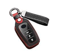 ontto Coque de clé de voiture en cuir pour Toyota Hilux SW4 Innova Fortuner Crown Land Cruiser 2/3/4 boutons Porte-clés Accessoires Porte-clés Sac porte-clés Coque de protection Noir A