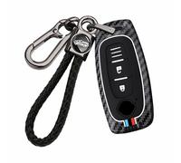ontto Coque de clé de voiture en fibre de carbone pour Nissan X-Trail T33 2023 Qashqai J12 2024 Qashqai E-Power 2025 Juke F16 2022 Coque de protection en métal texturé 3 boutons
