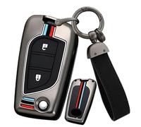 ontto Coque de clé de voiture - En métal -Adapté pour Toyota Aygo Yaris Scion Highlander Camry RAV4 - Pour 108 - Pour Citroën C1-2 boutons - Noir