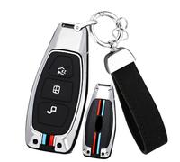 ontto Coque de e voiture en métal - Convient pour Ford Fiesta Ecosport Focus 3 4 ST Mondeo MK3 MK4 Ecosport Kuga Fusion - En métal - 3 boutons - Argent