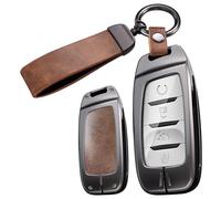 ontto Coque de clé de voiture en métal pour Changan Hunter F70 CS35 CS85 Coupé CS95 CS75 Plus 2019 2020 Coque de protection porte-clés 3/4/7 bouton-B Marron