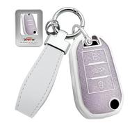 ontto Coque de clé de voiture en TPU cristal - Convient pour Peugeot 2008 Traveller 308 GT SW 3008 2008, pour Citroën C3 Aircross Jumpy C4 Cactus - Coque de protection porte-clés - Violet