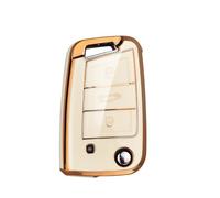 ontto Coque de clé de voiture en TPU pour VW Golf 7 MK7 Polo T-ROC Tiguan Skoda Superb Octavia Seat Leon Ibiza pour Audi A1 Sportback Flip Key Shell Holder Bag Keychain Accessories Beige A