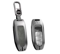 ontto Coque de e voiture Housse de protection pour ompatible avec Audi A3 Sportback 8Y A6 C8 A7 A8 Q4 Q7 Q8 E-Tron 55 RSQ8 SQ7 2020-2025 Boîtier en métal Étui à clés 3 boutons - A Gris
