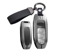 ontto Coque de clé de voiture Housse de protection pour clé Compatible avec Audi A3 Sportback 8Y A6 C8 A7 A8 Q4 Q7 Q8 E-Tron 55 RSQ8 SQ7 2020-2025 Boîtier en métal Étui à clés 3 boutons - Noir