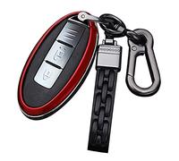 ontto Coque de clé de voiture pliable en ABS pour Nissan T32 T31 J10 Infiniti EX J11 Qashqai Juke X-Trail Murano Key Box Porte-clés Coque de clé Accessoires Protecteur 4 boutons Rouge