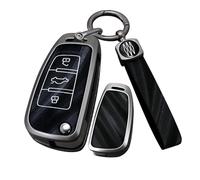 ontto Coque de clé de voiture pliante pour Audi A3 8L 8P A4 B6 B7 B8 A6 C5 C6 4F RS3 Q3 Q7 TT 8L 8V S3 Coque de protection brossée avec porte-clés 3 boutons D Noir