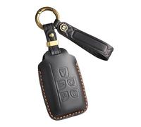 ontto Coque de clé de Voiture Porte-clés Convient pour Land Rover Discovery Defender Range Rover Velar Evoque Vogue Sport Étui de Clé en Cuir Véritable 5 Boutons-A Noir