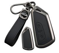 ontto Coque de clé de voiture porte-clés pour VW Golf 8 GTE GTI Caddy Jetta Passat Tiguan Seat Leon Born Forementor 2023-2025 - Boîtier en métal - 3 boutons B - Noir