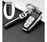 ontto Coque de clé de Voiture pour Audi 2019 2020 A6 A7 A8 E-Tron S6 RS6 S7 RS7 Q7 SQ7 Q8 SQ8 A8L A6L en Cuir TPU avec 3 Boutons Argenté
