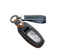 ontto Coque de clé de voiture pour Audi A3 8Y Hybrid A6 C8 A8 55 TFSI E-Tron 55 Q4 Q7 Q8 A8L RS3 RS6 RS7 2020-2024 Étui de clé en cuir 3 boutons Bleu