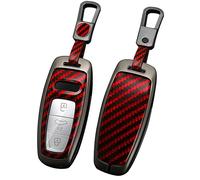 ontto Coque de e Voiture pour Audi A3 Sportback A4 A6 A7 S6 S7 A8 Q4 Q7 Q8 SQ7 RS6 E-tron A6L A8L 2018-2023 PVC métal Porte-clés Accessoires de Voiture - A Rouge