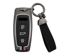 ontto Coque de clé de Voiture pour Audi A6 C8 S6 RS6 A3 S3 RS3 A8 S8 RS8 A7 S7 Q7 SQ7 4K Q8 SQ8 E-tron 2018-2021 Coque de clé en métal Noir
