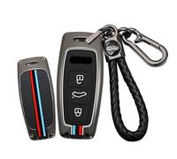 ontto Coque de clé de Voiture pour Audi A6 C8 S6 RS6 A3 S3 RS3 A8 S8 RS8 A7 S7 Q7 SQ7 4K Q8 SQ8 E-tron 2018-2021 Coque de clé en métal Noir